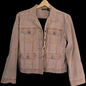 Chico's Women's Peach Pink Stretch Denim Jacket Size 1 (8-10)